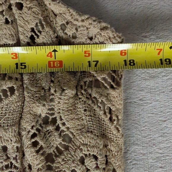 Boho Coastal Tan Beige Crochet Lace Medallion Sleeveless Tank Top Blouse XS - Picture 11 of 11